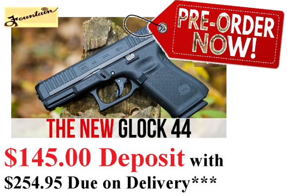 PO DEPOSIT ONLY: GLOCK G44 22 LR, 4.02" BARREL, 10+1 ROUND, BLACK FINISH, INTERCHANGEABLE BACKSTRAP GRIP