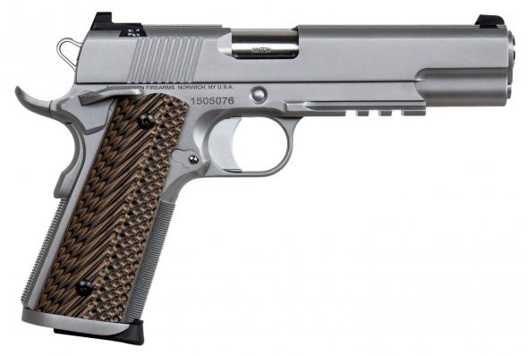 dan wesson 01802 specialist, 45 acp 5" barrel, 8+1 round, stainless steel black/brown g10 grip