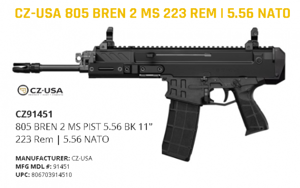MEGA HOT 2020!!! CZ-USA 805 BREN 2 MS 7.62X39 11" BBL 💲💲Cash $1679.95💲💲