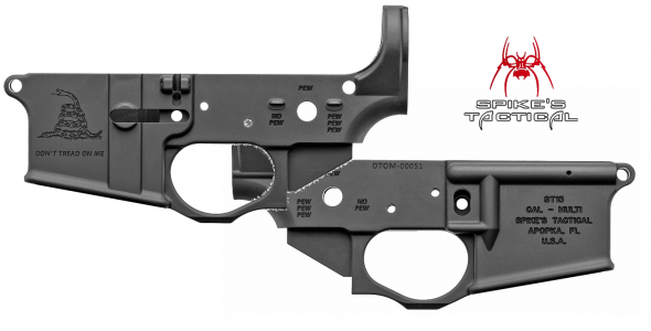 Rare Gadsden Logo!!! Spike's "Don't Tread On Me", STLS034 Gadsden Logo, Stripped Lower, Semi-automatic, 223 Rem/556NATO, Black Finish, Non-Color