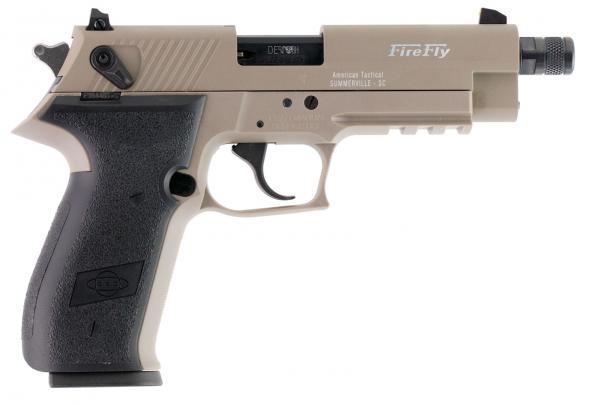 american tactical gsg firefly .22lr 4.90" 10+1 tan zinc alloy black polymer grip