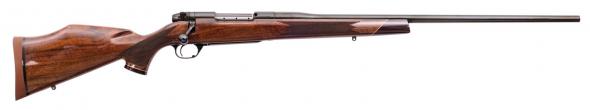 weatherby, mark v deluxe, bolt action, 6.5 wthby rpm, 4+1 round, 24" barrel, blued gloss walnut monte carlo stock right hand