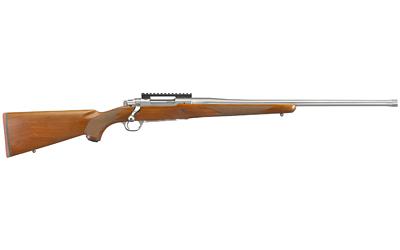 ruger, hawkeye hunter, bolt action rifle, 204 ruger, 24" free floated cold hammer forged barrel, 1/2x28 threads, satin stainless finish, walnut stock...
