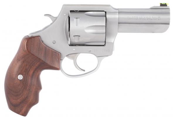 charter arms, the professional v, da/sa, 357 magnum, 3" barrel, stainless steel, right hand, wooden grip/litepipe fixed sights, 6 round