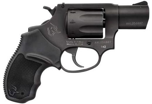 taurus 942, 22 lr, 2" barrel, black finish, black grips, 8 rounds