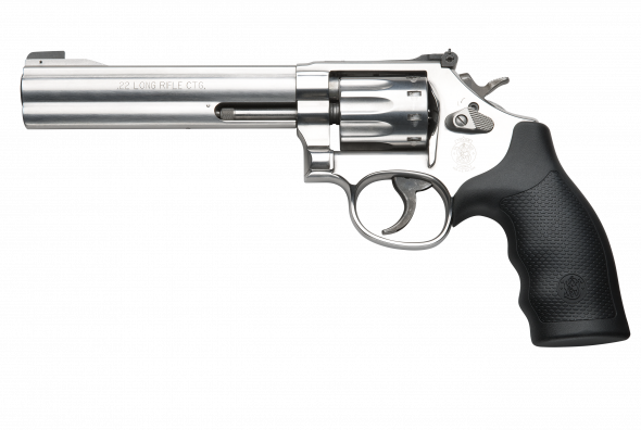 smith & wesson model 617, medium frame, 22lr, 6" barrel, steel frame, stainless finish, rubber grips, adjustable sights, 10rd, tt 160578