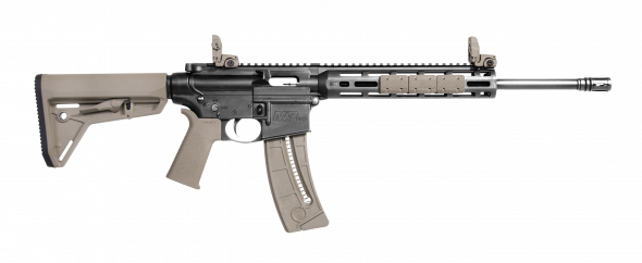 smith & wesson, m&p15-22, semi-automatic, ar, 22lr, 16.5" threaded barrel, flat dark earth moe-sl grip, stock and rail panels, 25rd, flip up front...