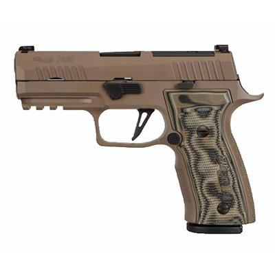 sig, p320, 9mm, 3.9" barrel, 17 round, axg scorpion, xray3 day/night sights