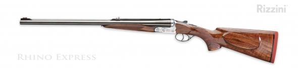 rizzini usa rhino express side by side rifle 416 rigby 23" barrel coin anodized silver oiled turkish walnut double gun stock w/ pistol grip stock...