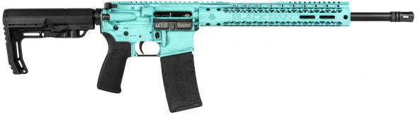 black rain spec + fusion 5.56x45mm nato 16" 30+1 tiffany blue battleworn cerakote 6 position mft minimalist stock