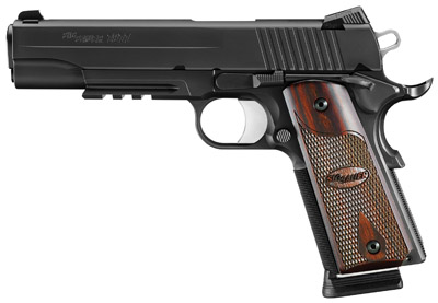 sig sauer, 1911 nitron, 45 acp, 5" barrel, rosewood grips, black finish, 8 rounds